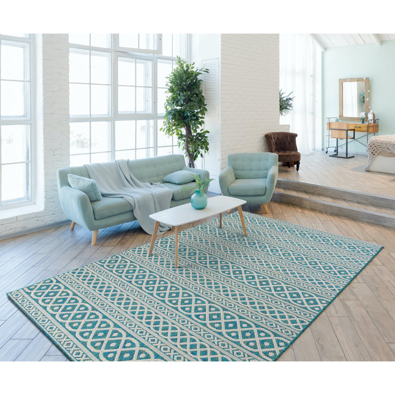Tapis intérieur / extérieur bleu Alverez, Rectangle 8 pi x 10 pi