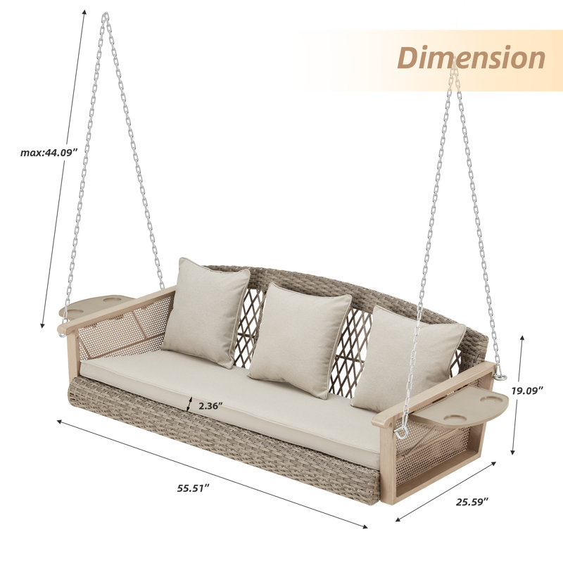 Balancelle d'extérieur pour 3 personnes Kenn, Beige/gris