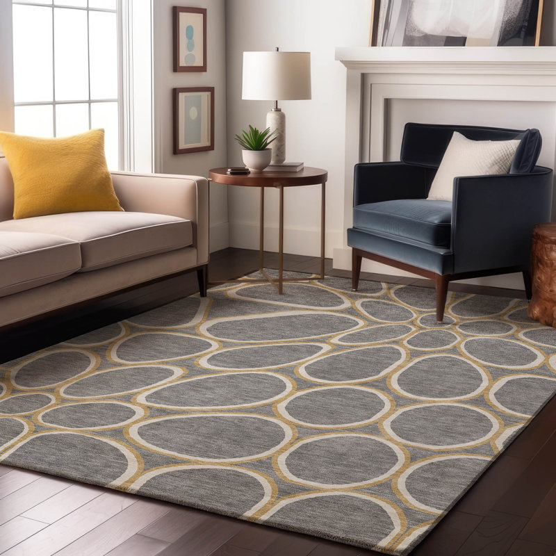Premium Machine Washable Cossette AMF1041 Circles Rug, Rectangle 5' x 7'6"