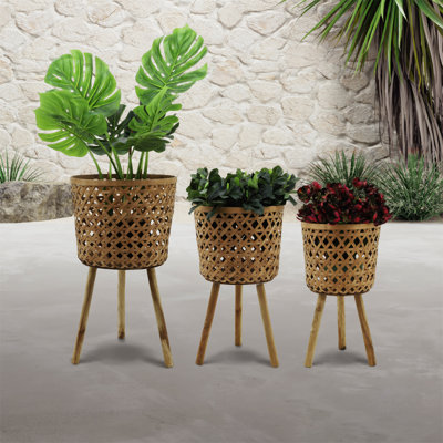 Jardinières en bambou S / 3 11/13/15 po naturel
