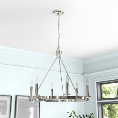 Lustre 6 lumières en nickel brossé