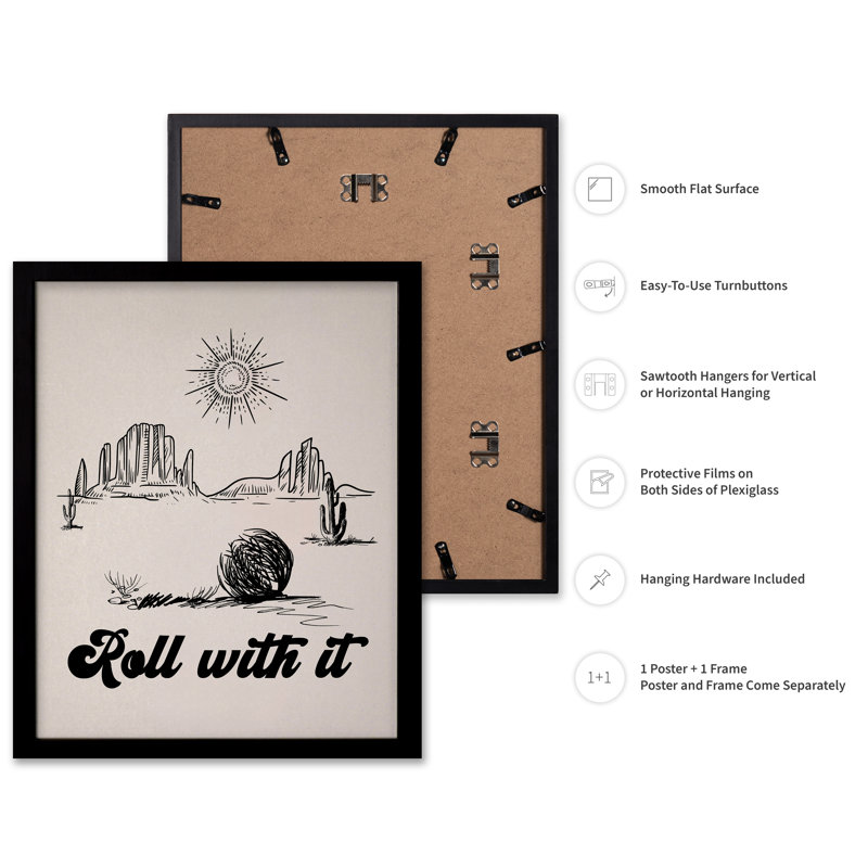 Rouleau beige avec elle, Black Framed, Poster, 24"H x 32"W