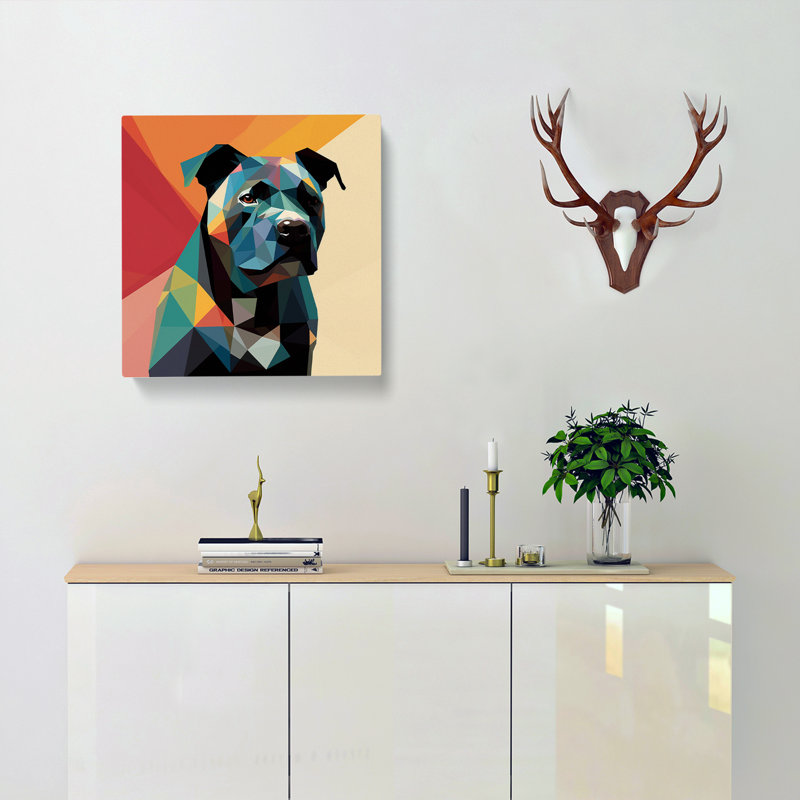Staffordshire Bull Terrier Suprematism No.5 - Wrapped Canvas - Framed Print, 35cm H x 35cm W x 3cm D