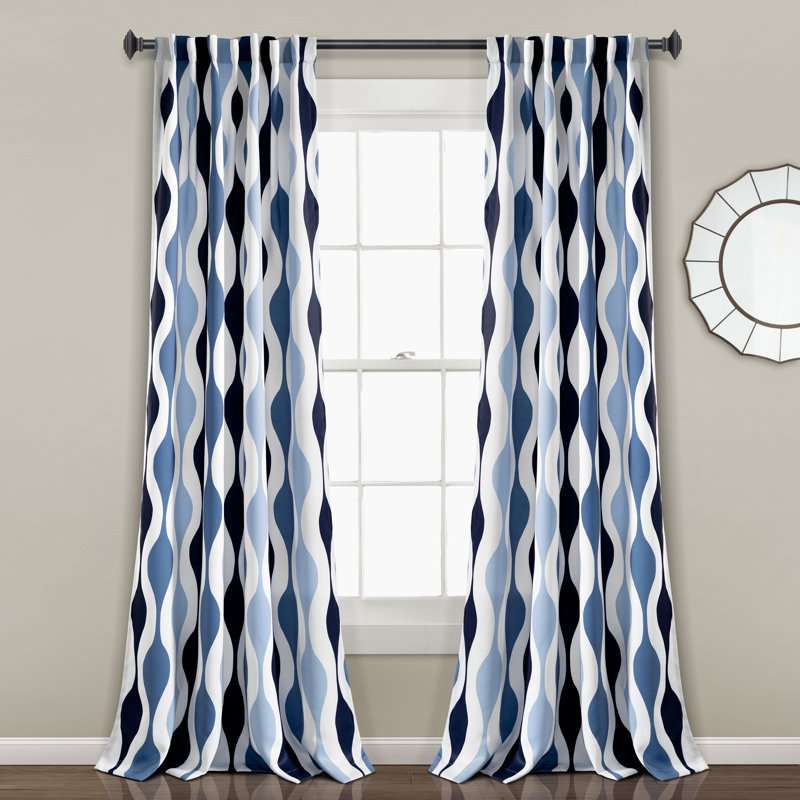 Paire de rideaux obscurcissant et isolant à motif géométrique, L 52 po x L 84 po, Bleu