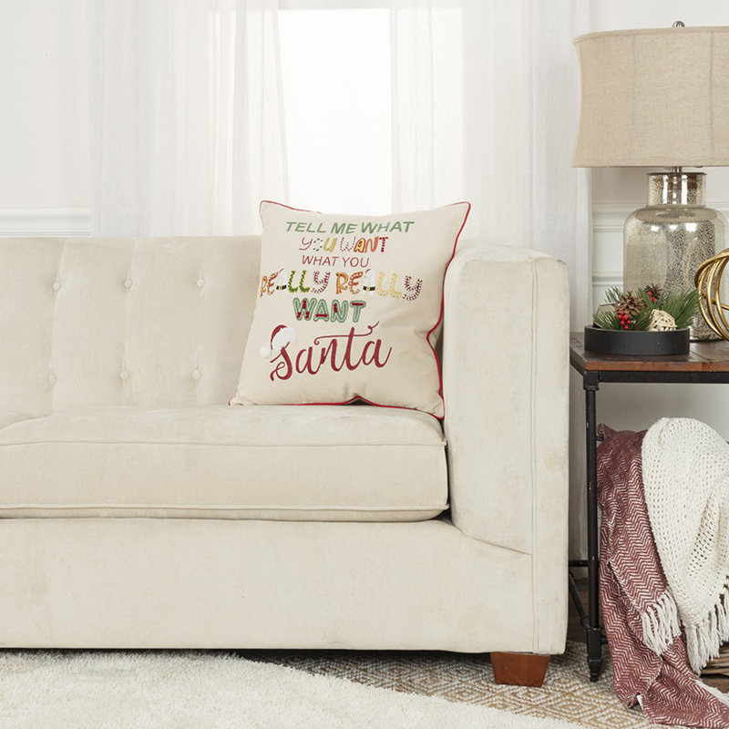 Coussin décoratif ivoire rouge Cheeky Santa Sentiment