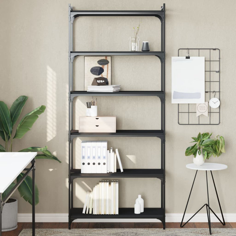 Tymarius Bookcase, (6 Shelves) 74" H x 32" W x 12" D, Black