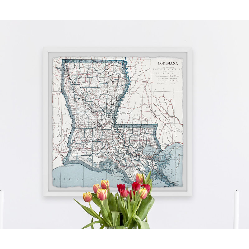 «White Louisiana Map», cadre photo, H 32 po x l 32 po x P 1,5 po