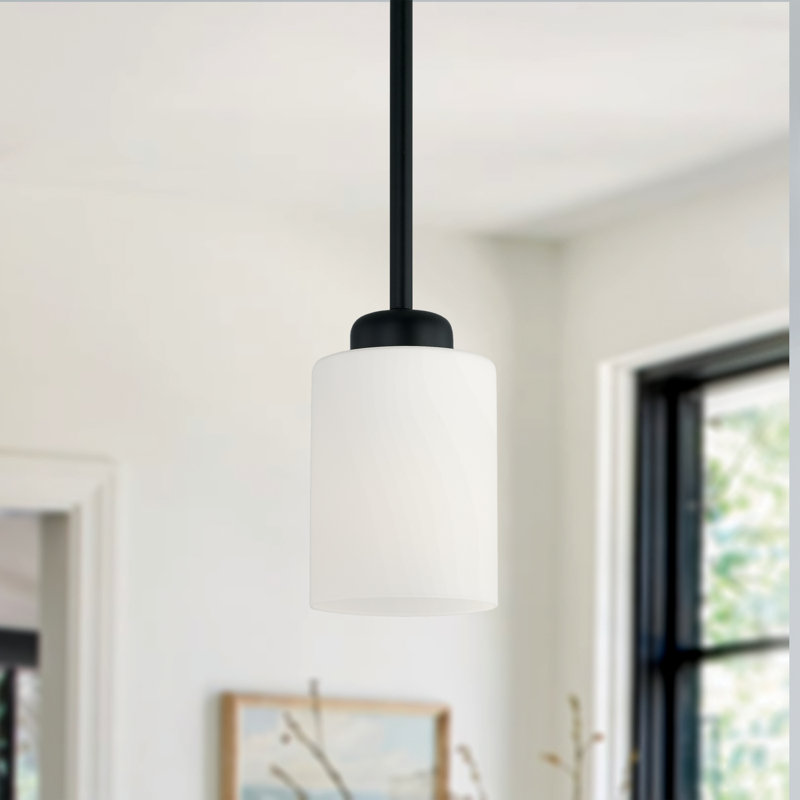 Dixon Graceful Matte Black 1-Light Pendant with Frosted Glass Shade