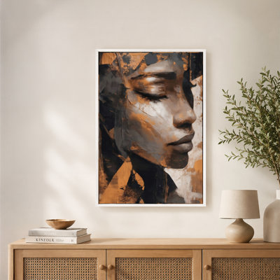 Closed Eyes Abstract Face Close-Up Canvas Wall Art with Floating Frame, Ready to Hang