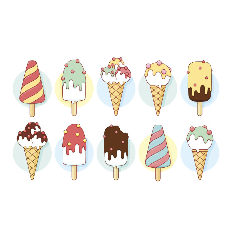 Ice Cream Icons - Wrapped Canvas Print, 30cm H x 46cm W x 3.8cm D