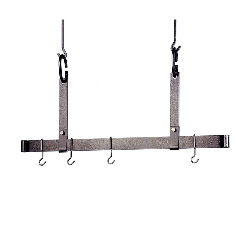 Handcrafted Adjustable Ceiling Bar, 19.5" H x 54" W x 1" D, Hammered Steel