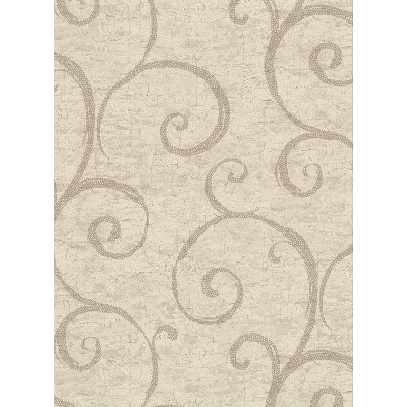 Miriam Geometric Faux Plaster 27' L x 27" W Wallpaper Roll, Taupe