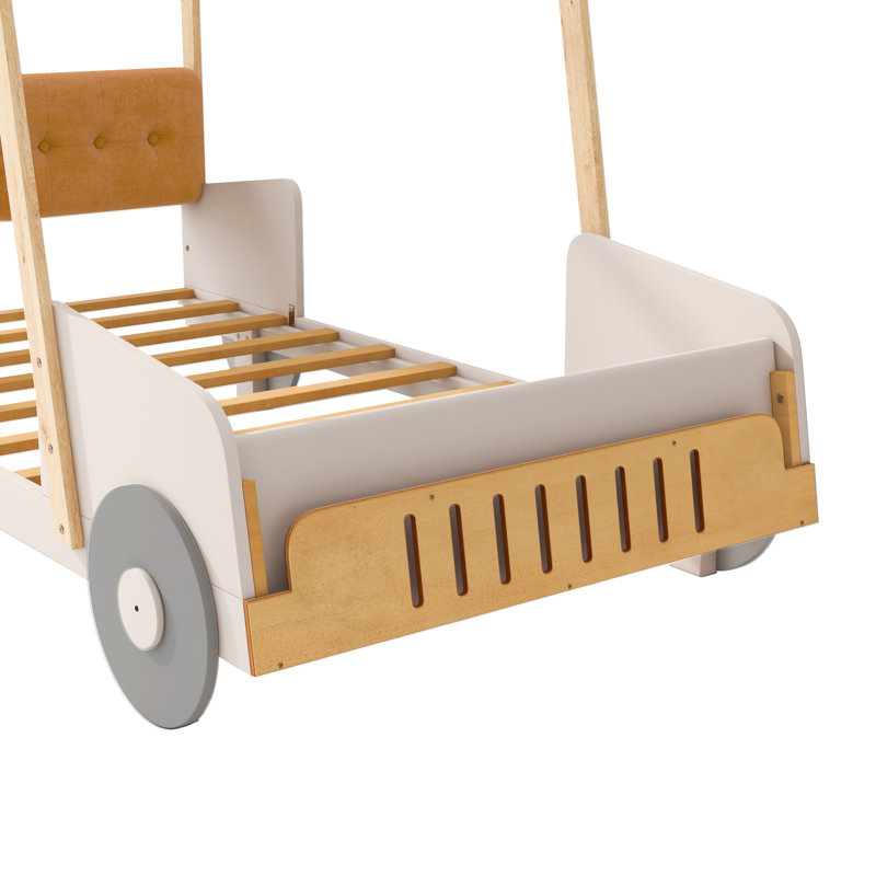 Lit voiture en bois avec coussin inclus, Simple
