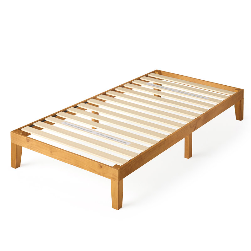 Base de lit plateforme en bois Jowita, Simple, Brun