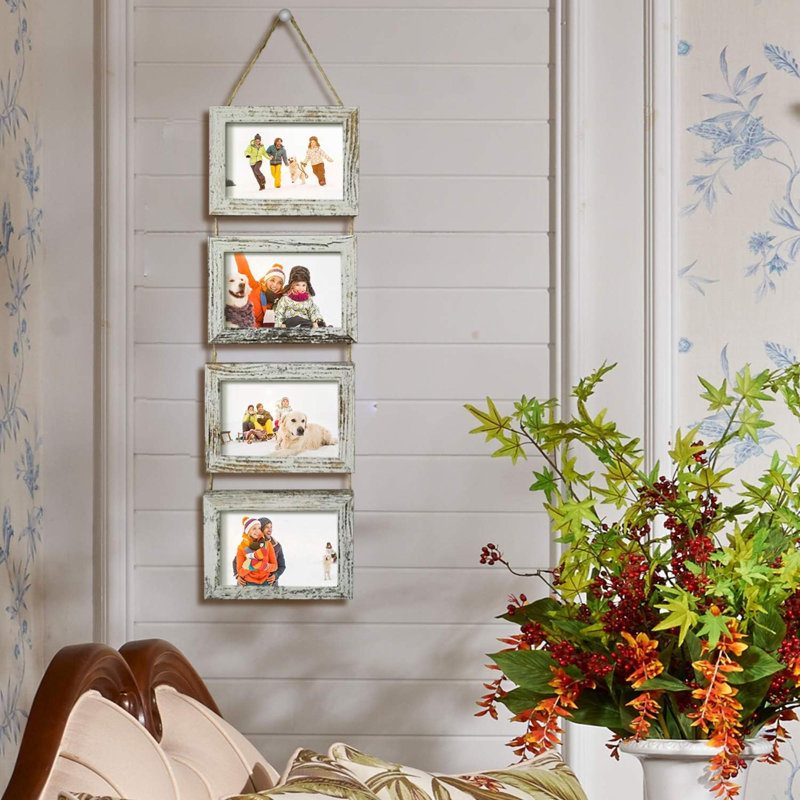 Wall Hanging Picture Frames Collage With 4 Opening Distressed  Frames