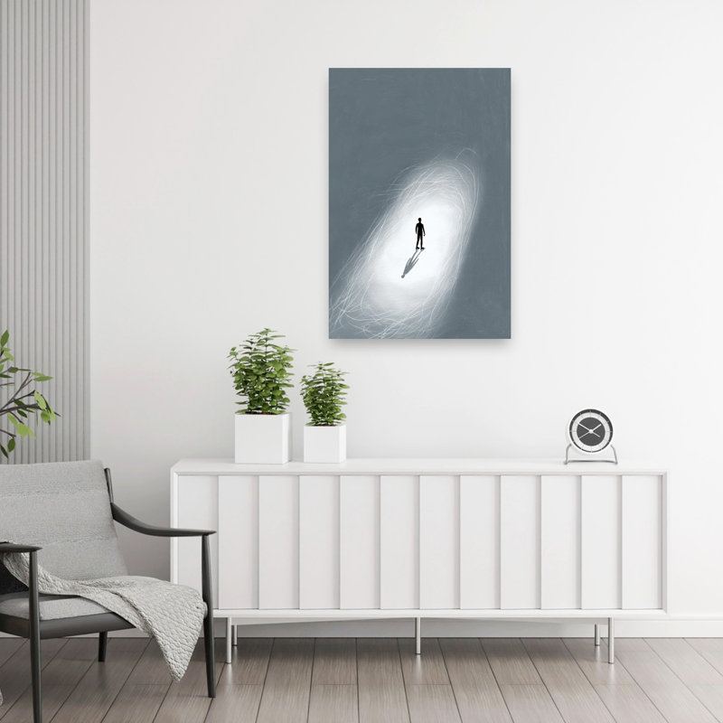 «Lone Man's Bright Path», art dramatique abstrait minimaliste, art mural, H 36 po x l 24 po