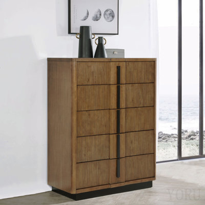 Ash Brown 5-Drawer Chest Of Drawers
