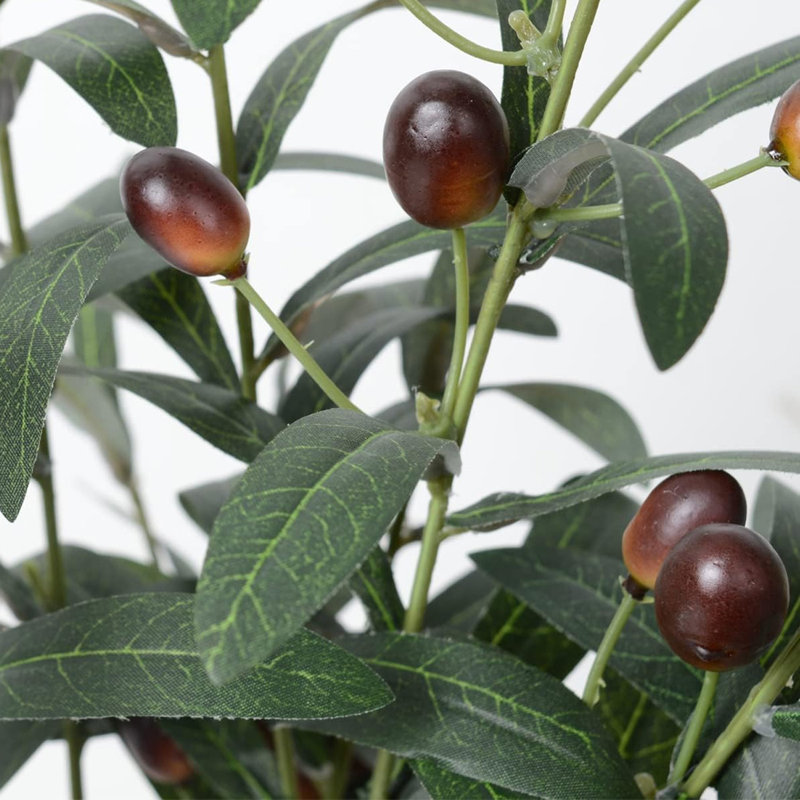 Ensemble de 3 plantes artificielles : branches d'olivier, tiges, feuilles vertes et fruits, pour la décoration de couronnes à faire soi-même, à la maison ou au bureau, à l'intérieur comme à l'extérieur.