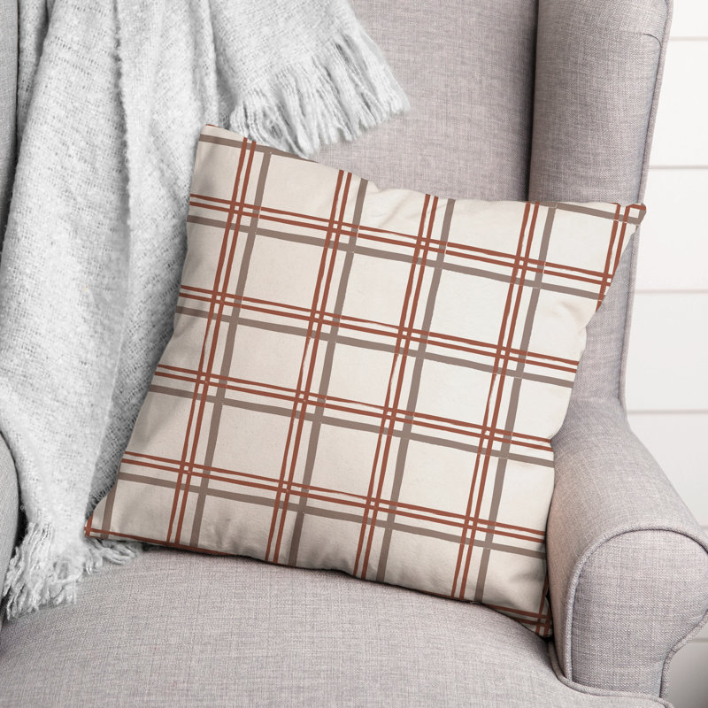 Plaid Throw Pillow, White