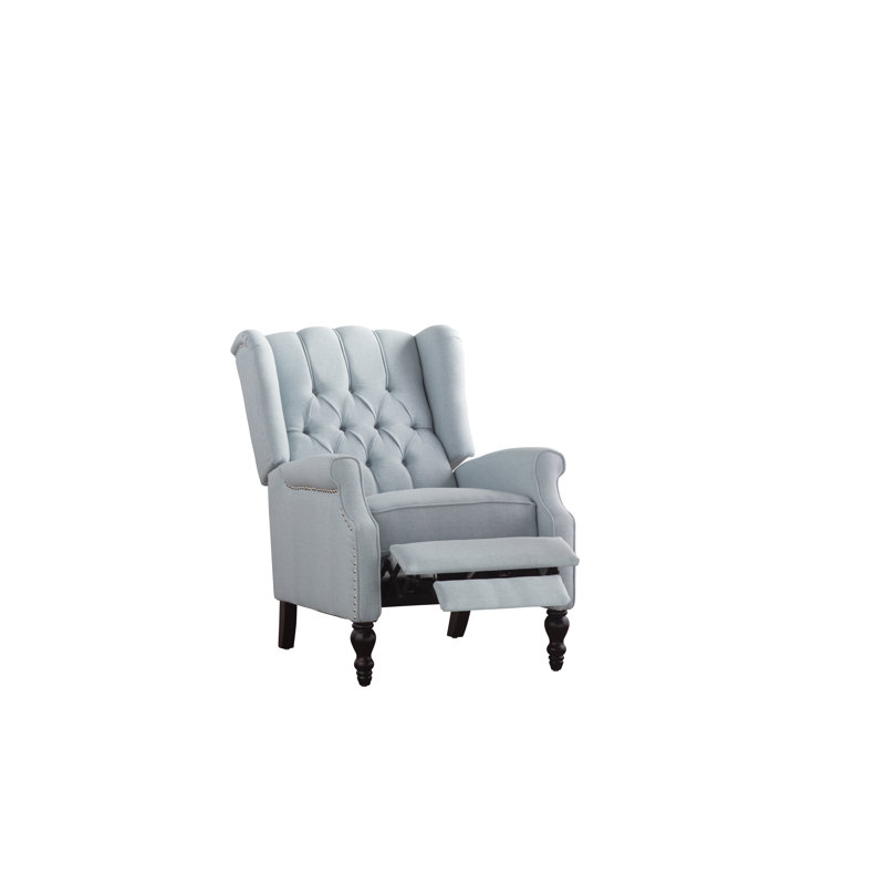 Alta Traditional 28.5" Wide Manual Wingback Recliner Chair, Light Sky, 42.5'' H x 28.5'' W x 34.5'' D