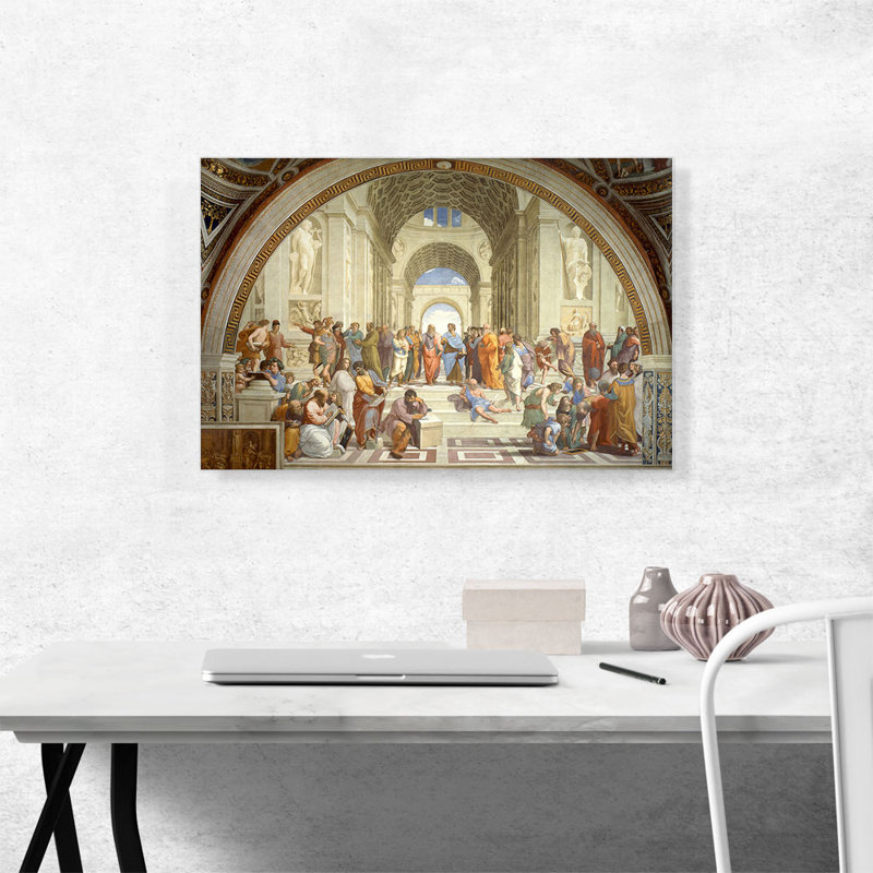 «School of Athens 1510» par Raphael, reproduction d'art sur toile tendue, H 18 po x l 26 po x P 0,75 po