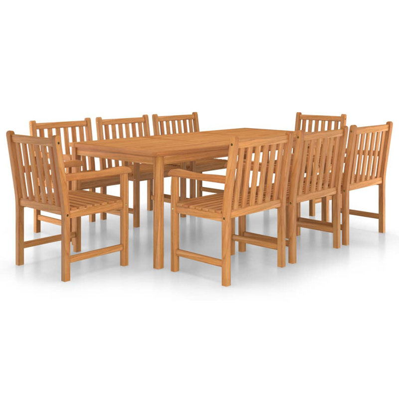 Zakkery 8 - Person Teak Patio Dining Set with Rectangular Table