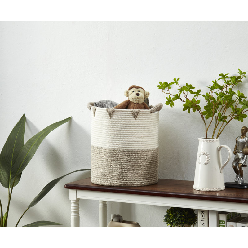 Ensemble de paniers en tissu, Beige / ivoire / blanc, H 14 po x l 12,6 po x P 12,6 po, 5