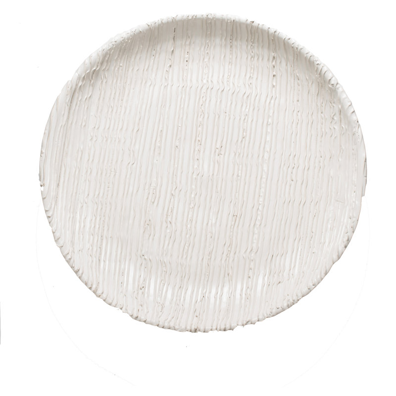 Assiette décorative ronde en céramique blanche Alpine