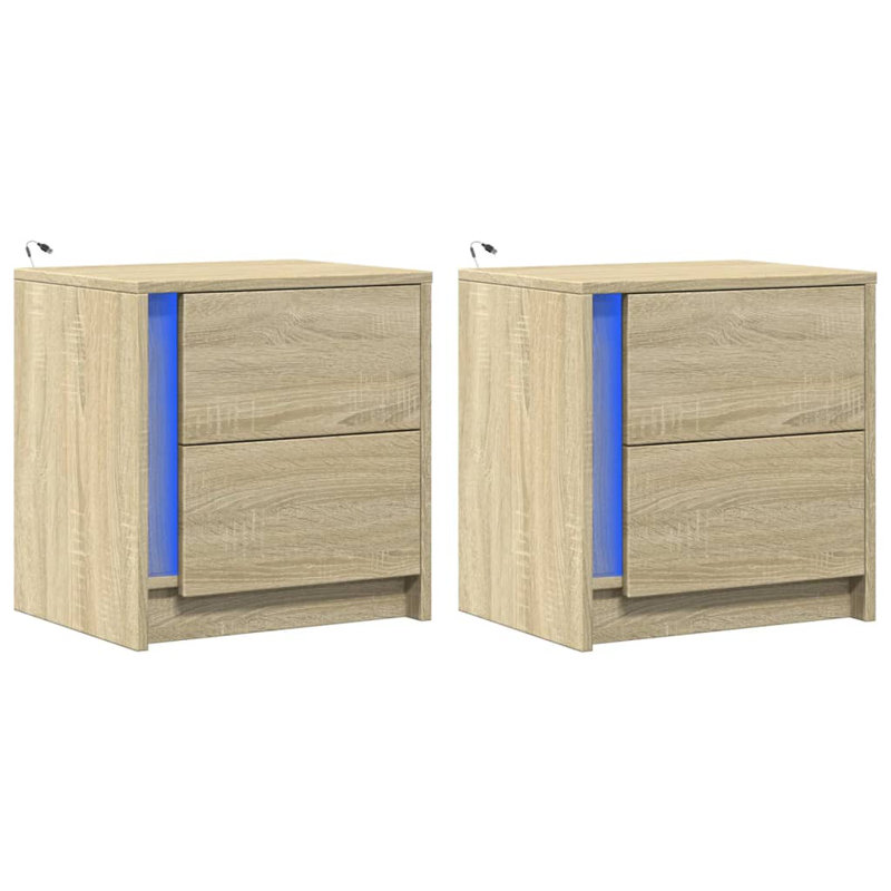 2 Drawer Bedside Table, Sonoma Oak, 2