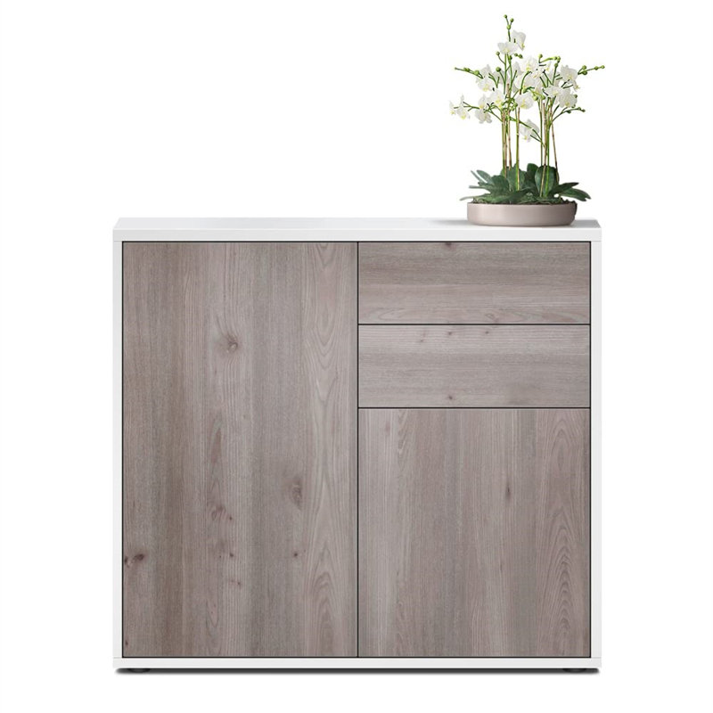 Canica 2 - Door Standard Accent Cabinet, White Matt/Oak Nordic