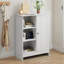Armoire de salle de bain, support de rangement autoportant pour la cuisine, armoire de rangement au sol 23,62 po x 11,81 po x 31,5 po avec 1 armoire, 3 compartiments ouverts, tablettes réglables