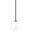 Suspension Arrigo Stem Hung Mini présentée en finition noir mat avec verre opale blanc de 12,7 cm de largeur x 24,8 cm de hauteur