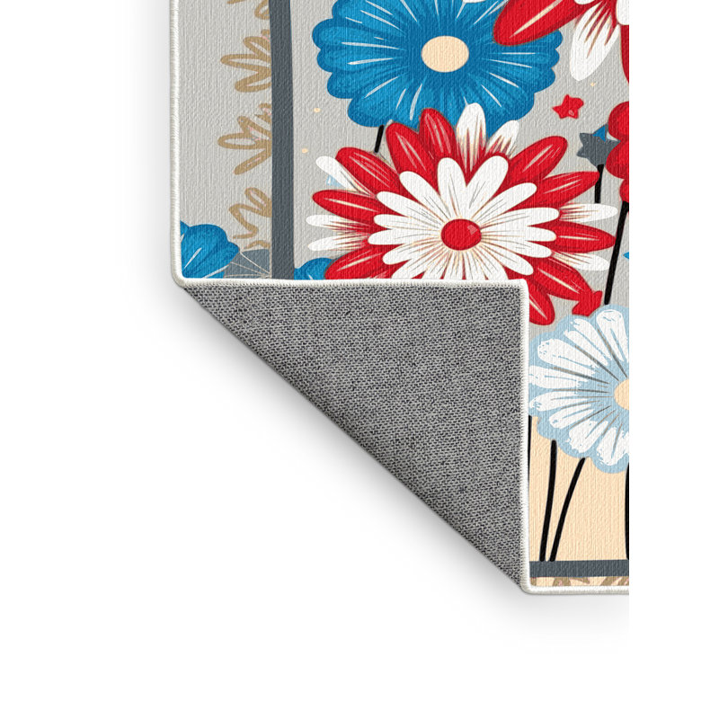 East Urban Home Washable Indepence Day Firecraker Summer Holiday Rug, Rectangle 2' x 3'