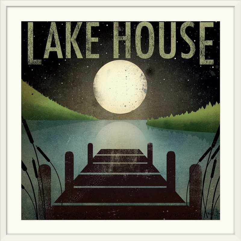 « lake house » par ryan fowler, affiche rétro, H 35 po x l 35 po x P 1,5 po, Toile