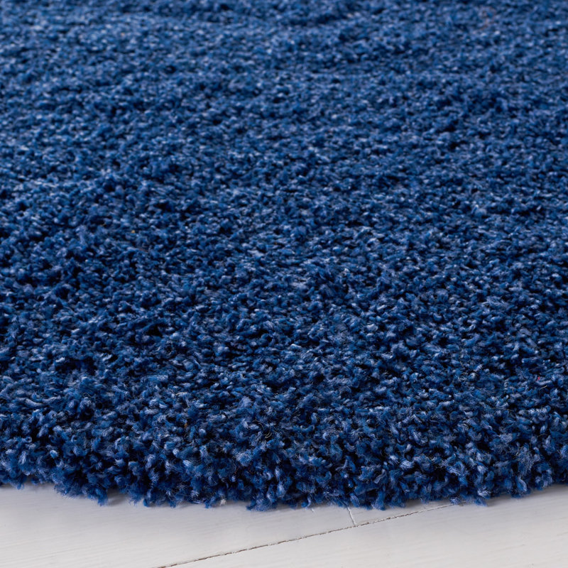 Rizco Shag Performance Solid Color Rug, Round 6'7"