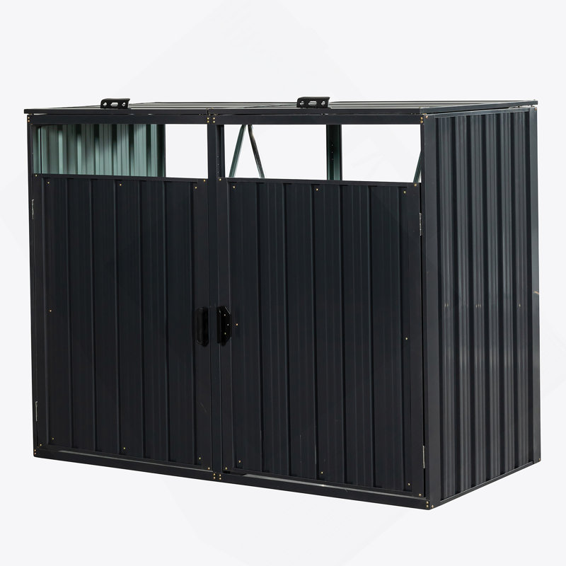 La remise à poubelle permet de ranger 2 poubelles en métal pour le rangement des ordures