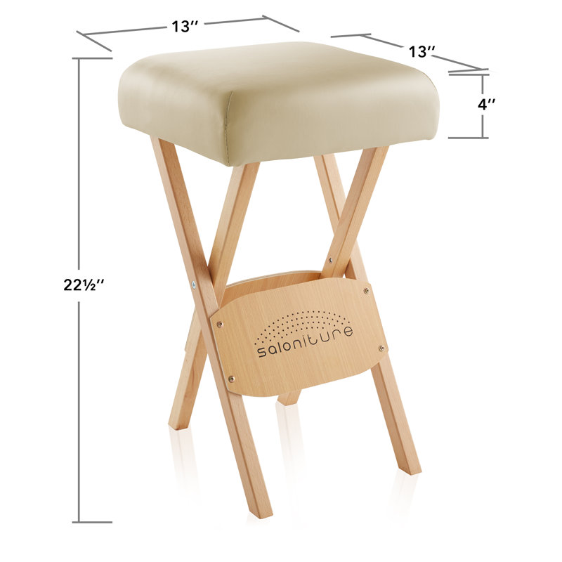 22.5" Tall Solid Wood Accent Stool, Cream