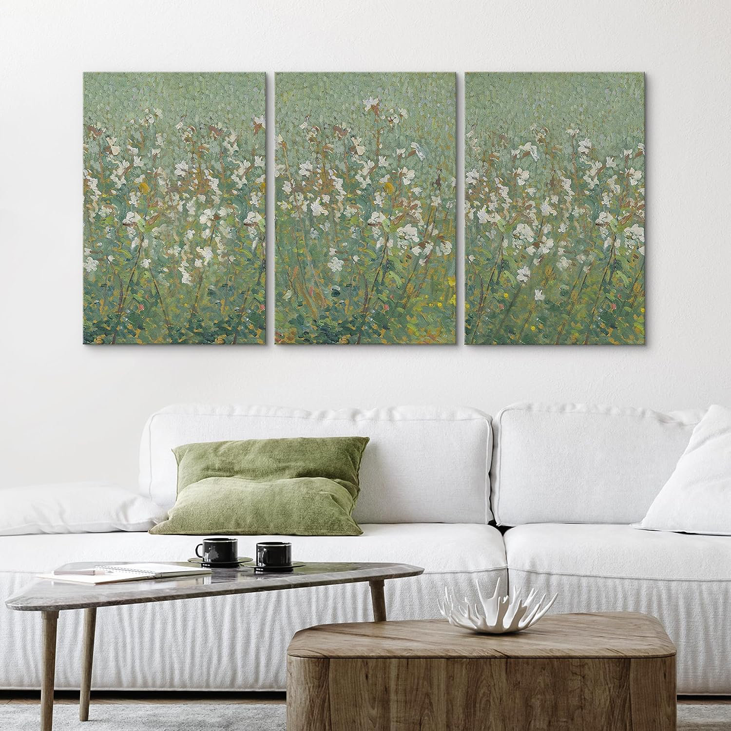 Aneone Wall Art Wildflower Decor Wildflower Wall Art for Living Room  Wildflower Painting Impressionist Art Green Entryway Wall Decor 