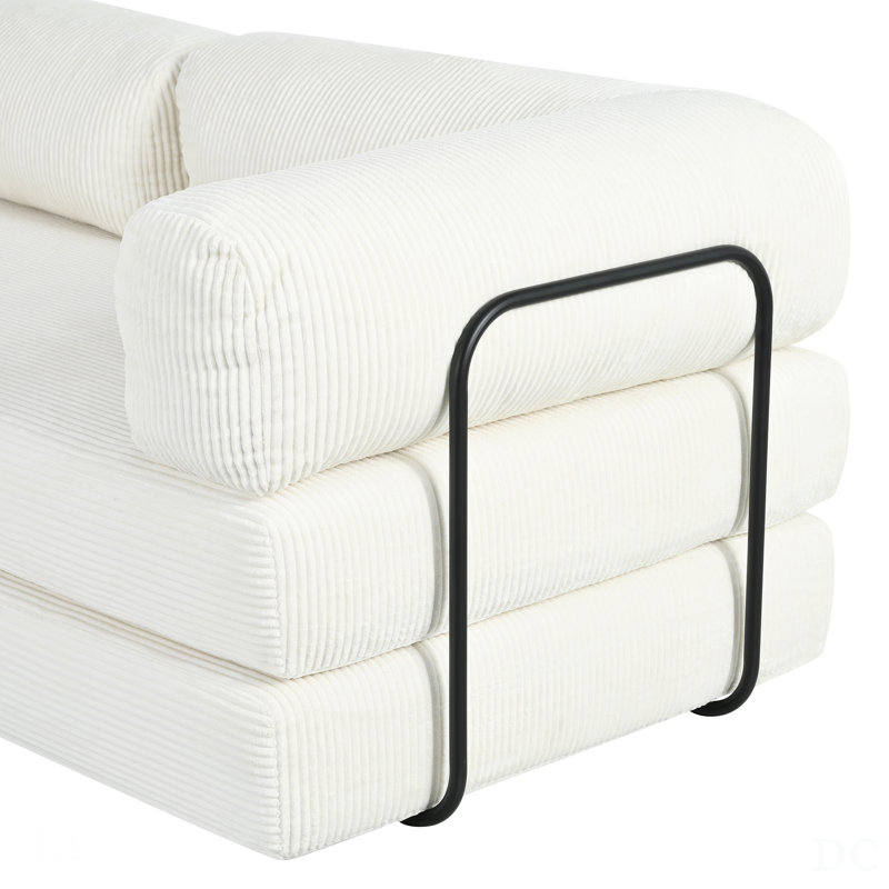 Canapé-lit modulaire en L en velours côtelé moelleux, polyvalent et confortable pour les espaces de vie modernes, Beige