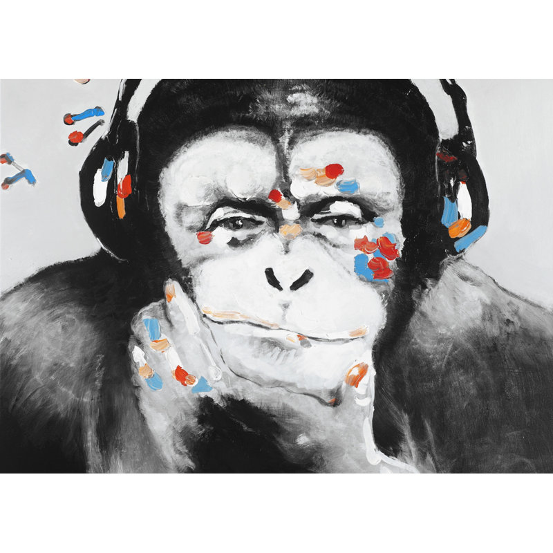 Art sur toile, singe avec casque