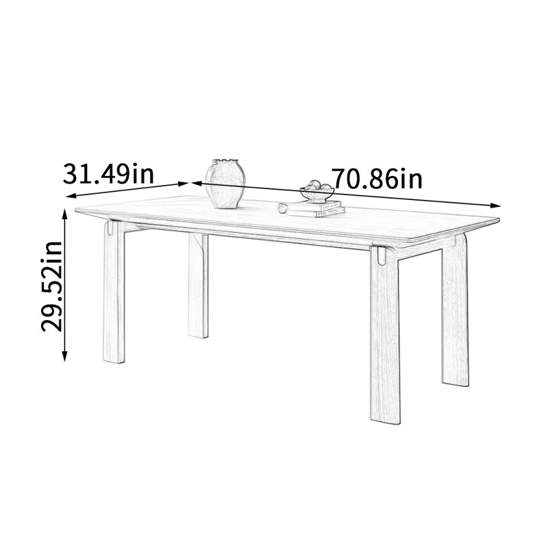 Table de salle à manger French French, H 29,52 po x L 70,86 po x l 31,49 po