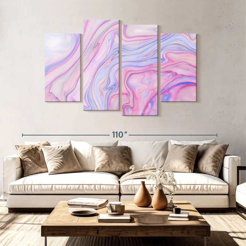 Marbre rose abstrait Avery, H 54 po x l 84 po