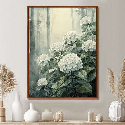 «Field Hydrangeas In The Foggy Morning», impression sur toile