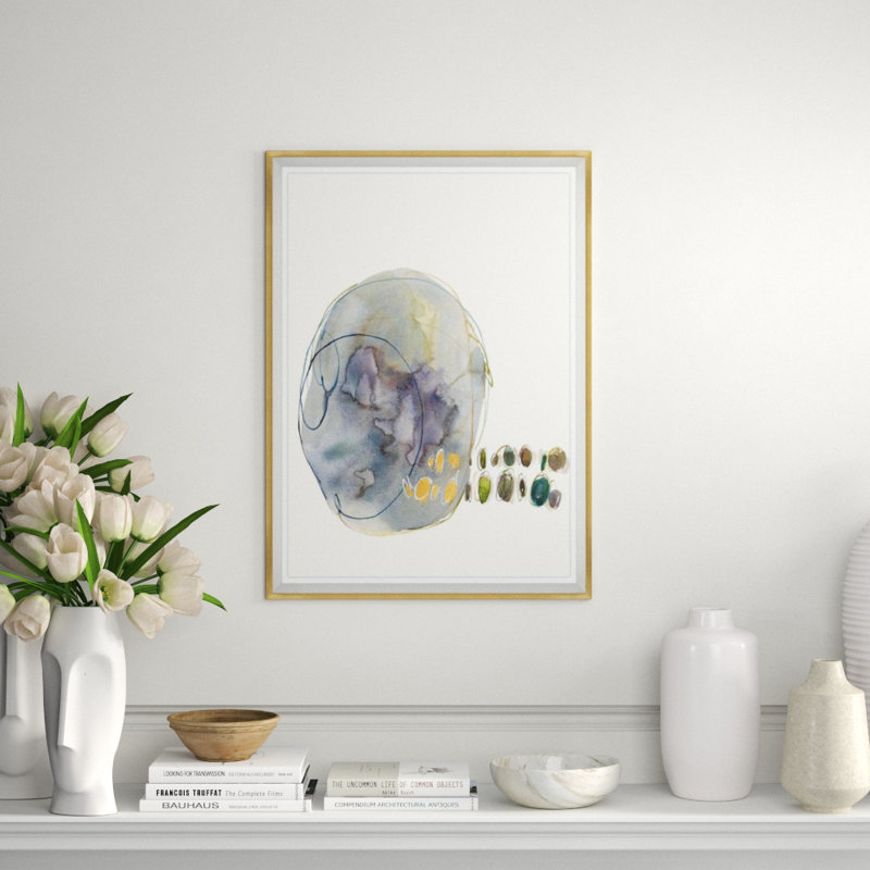Modern Abstract V Painting by Sara Brown, Glass Framed Custom, 34" H x 24" W
