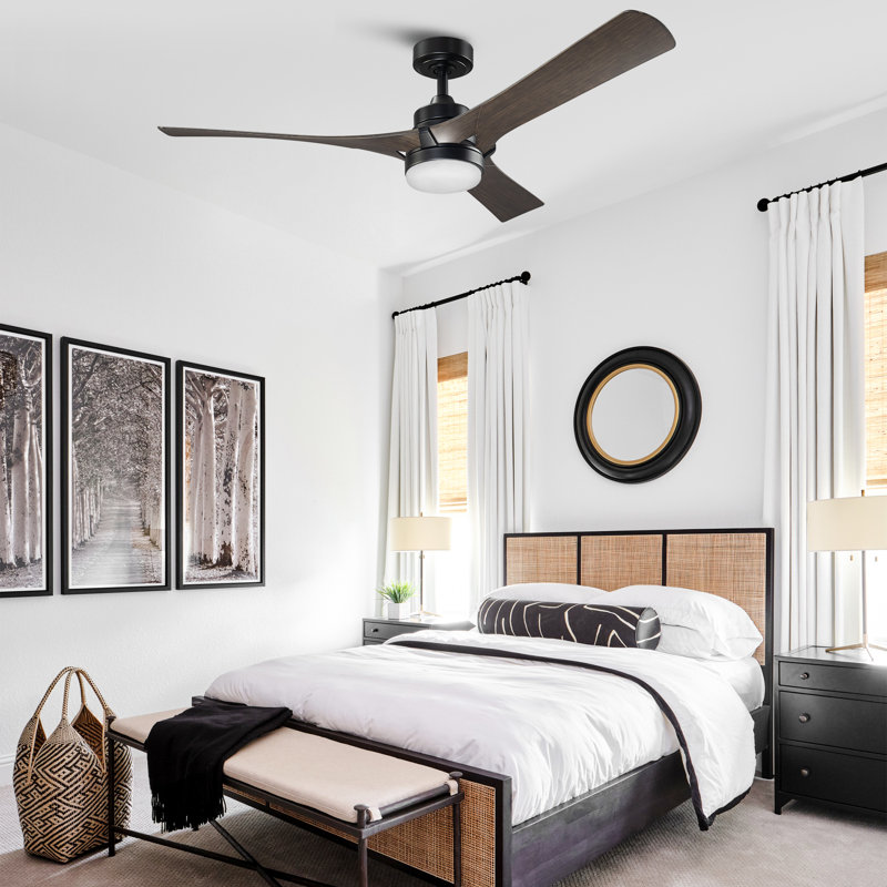 52" Modern  5-CCT LED Propeller Ceiling Fan with Lights and Remote Control, Dimmable, 6 Speeds Reversible Motor