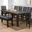 Table de salle à manger de style transitionnel urbain de 122 cm (48 po) – Teinte noyer riche avec placage en bois massif, plateau à motif circulaire en creux et pieds carrés – Capacité de 8 couverts, table polyvalente autoportante