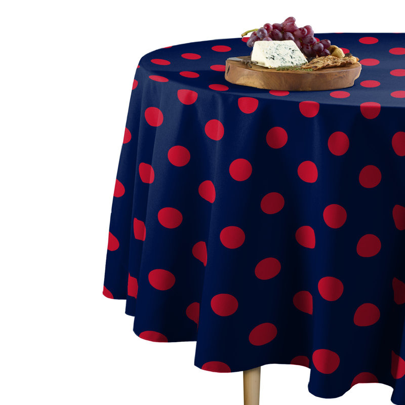 Yawri Dots Round Tablecloth, Navy/Red, 84" x 84"