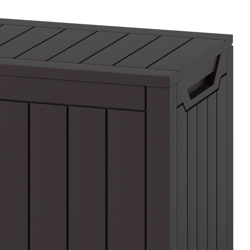 80 Gallon Outdoor Storage Box with Bench Seat Lockable & Weather Resistant, 22.8" H x 45.3" W x 18.4" D, Brown