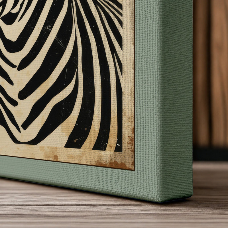 Zebra Study Japandi - Wrapped Canvas, 24x16 - 61.0 x 40.6 cm, Sage Border