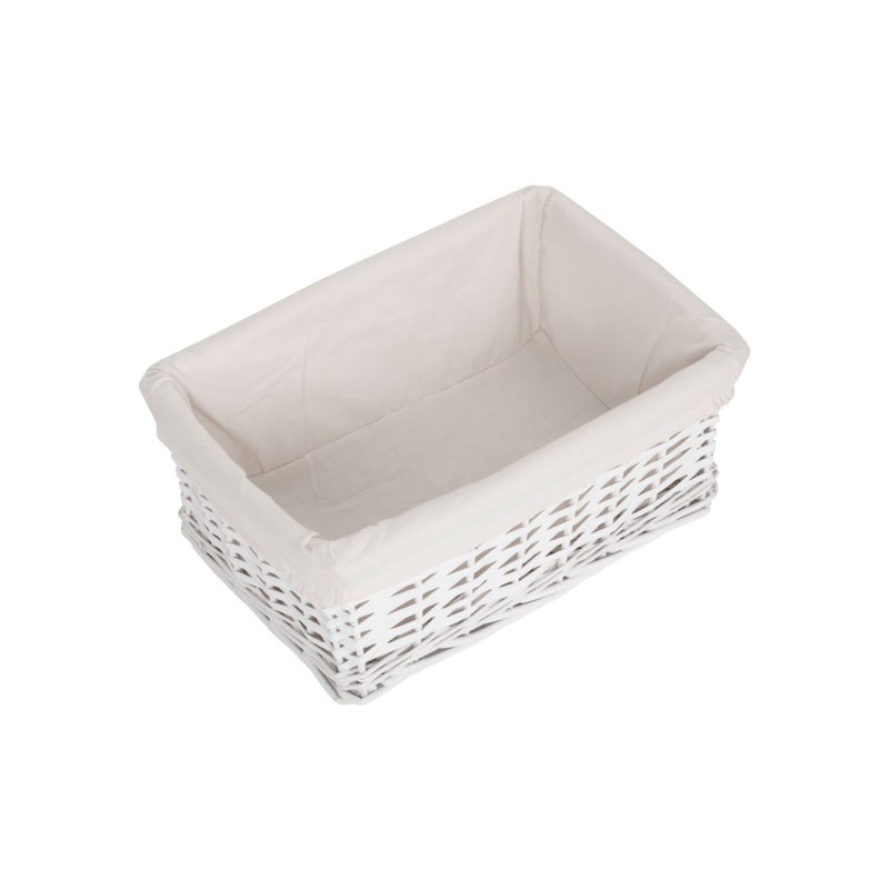 Shinde Wicker Lined Storage Basket, 15cm H x 35cm W x 25cm D, Double Steamed